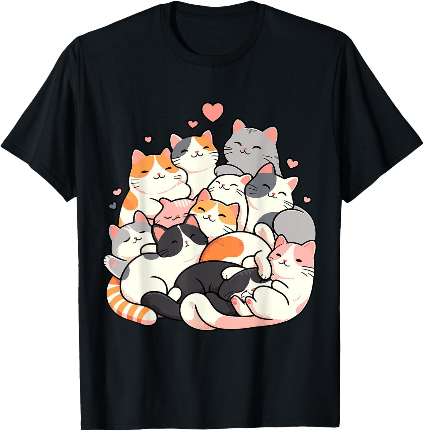 Cute Cats Kitty Anime Kawaii T-Shirt - T-Shirt | Black