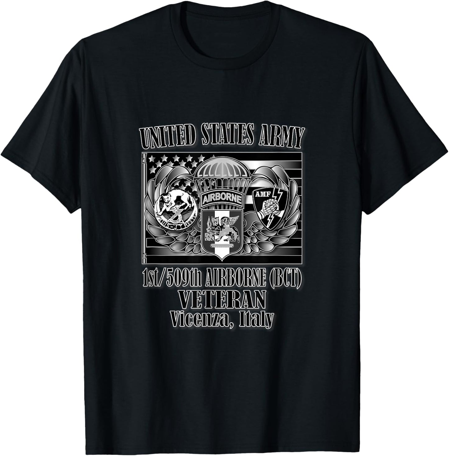 1/509th Airborne (BCT) Veteran (Front Design) T-Shirt - T-Shirt | Black
