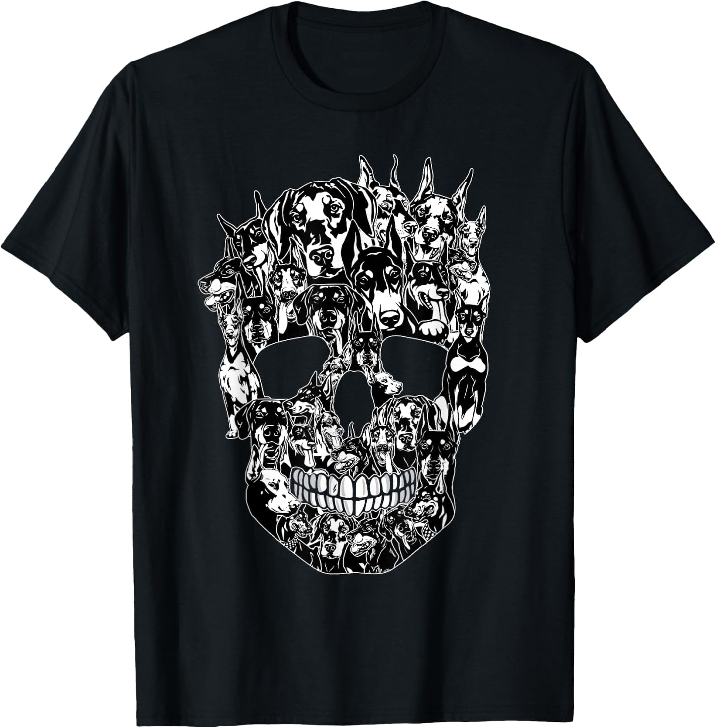 Funny Dog Lover Doberman Skull Halloween Costume T-Shirt - T-Shirt | Black
