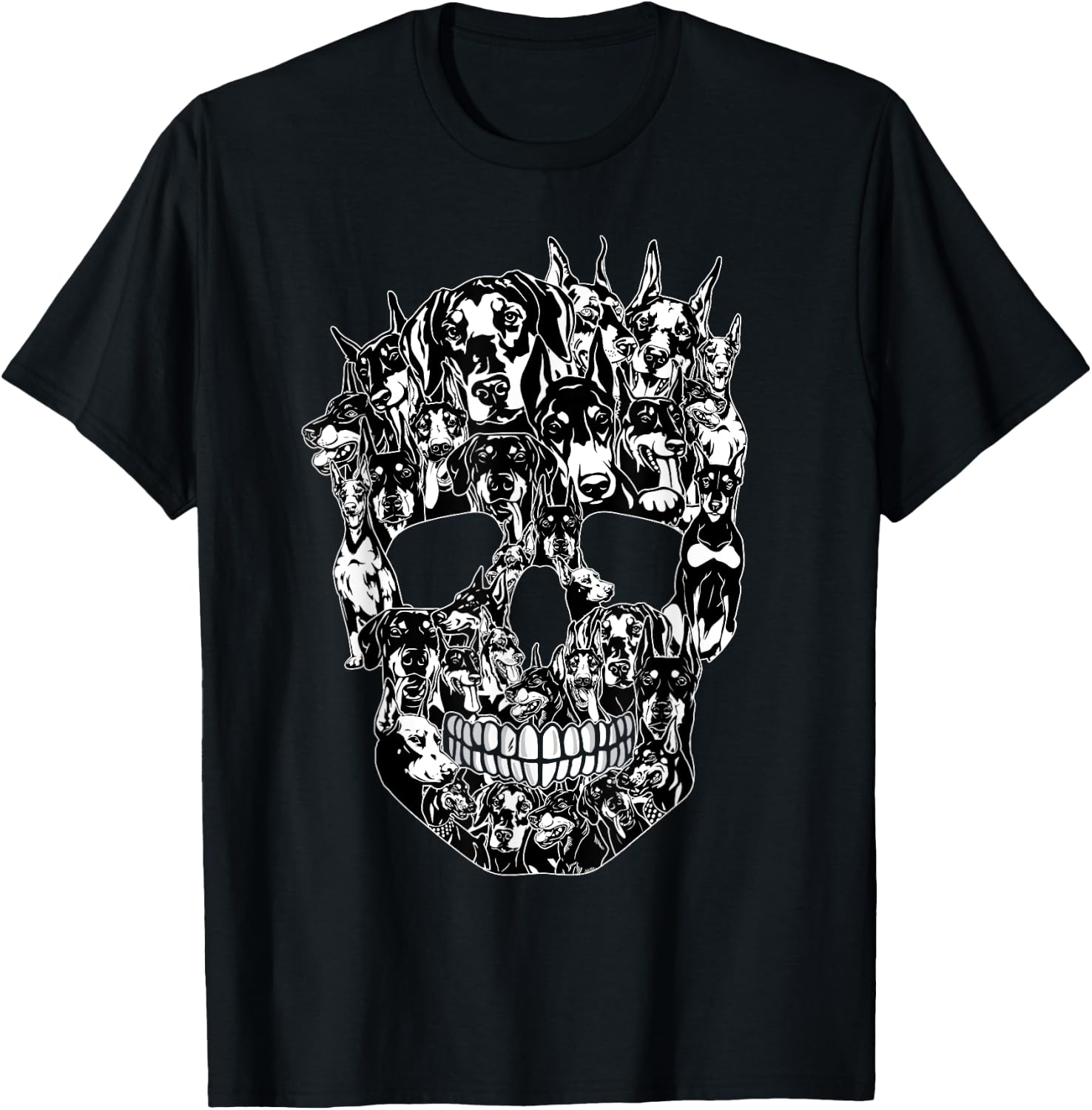 Funny Dog Lover Doberman Skull Halloween Costume T-Shirt - T-Shirt | Black