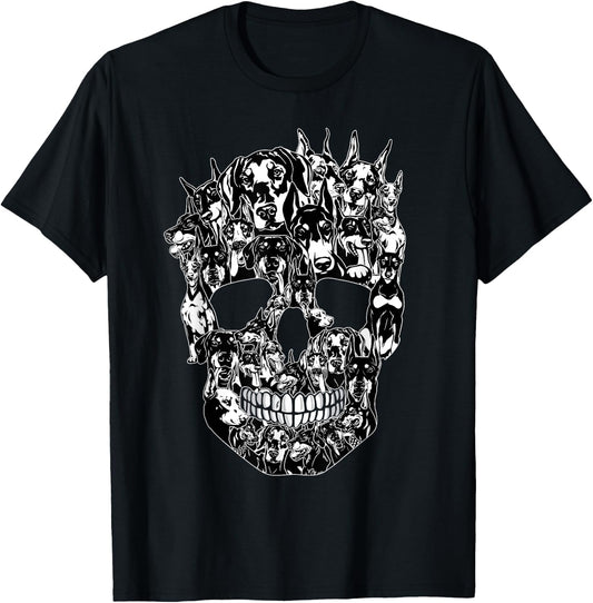 Funny Dog Lover Doberman Skull Halloween Costume T-Shirt - T-Shirt | Black