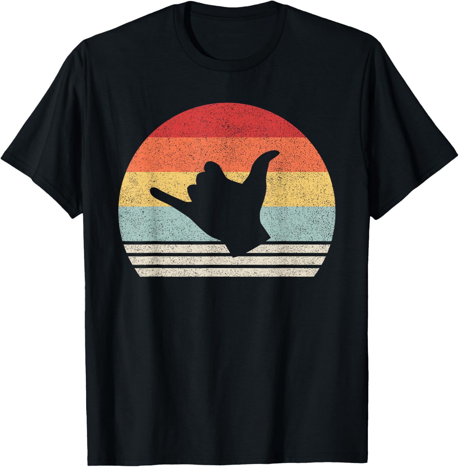 Retro Shaka Sign Shirt Surf Sign Gift Vintage Surfer Surfing T-Shirt - T-Shirt | Black