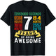 7 Years Old 7th Birthday Gifts Retro Vintage 84 Months T-Shirt - T-Shirt | Black