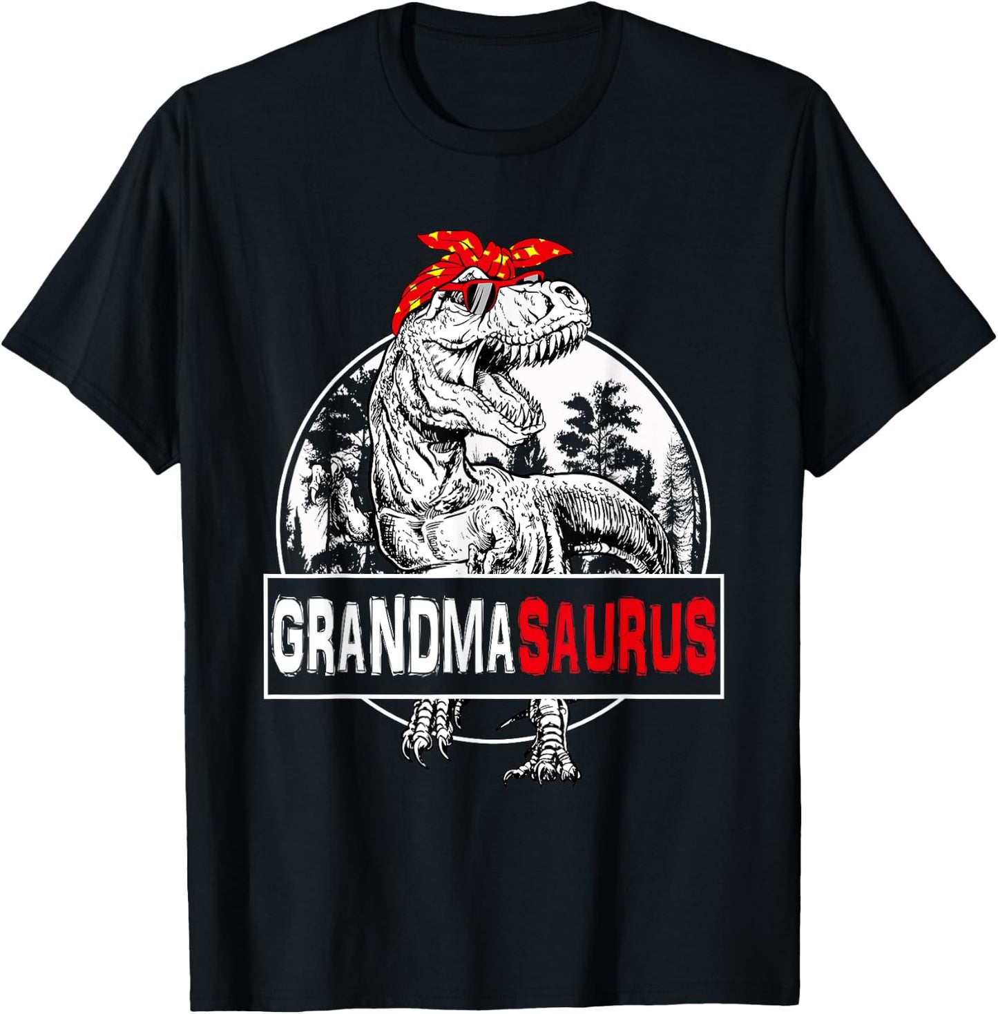 Grandmasaurus T rex Dinosaur Grandma Saurus Family Matching T-Shirt - T-Shirt | Black