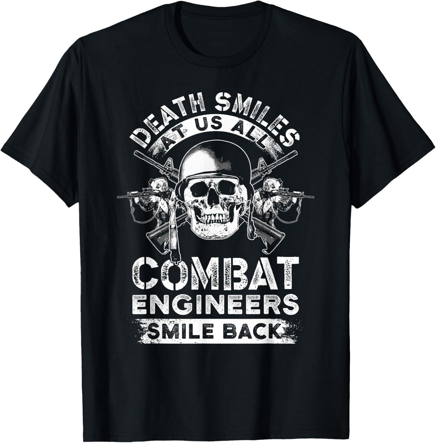 Combat Engineer Smiles USA Military Sapper T-Shirt - T-Shirt | Black