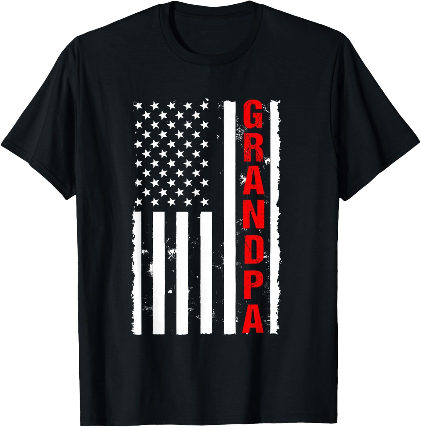 Grandpa USA Flag Firefighter Thin Red Line Fireman Gift T-Shirt - T-Shirt | Black