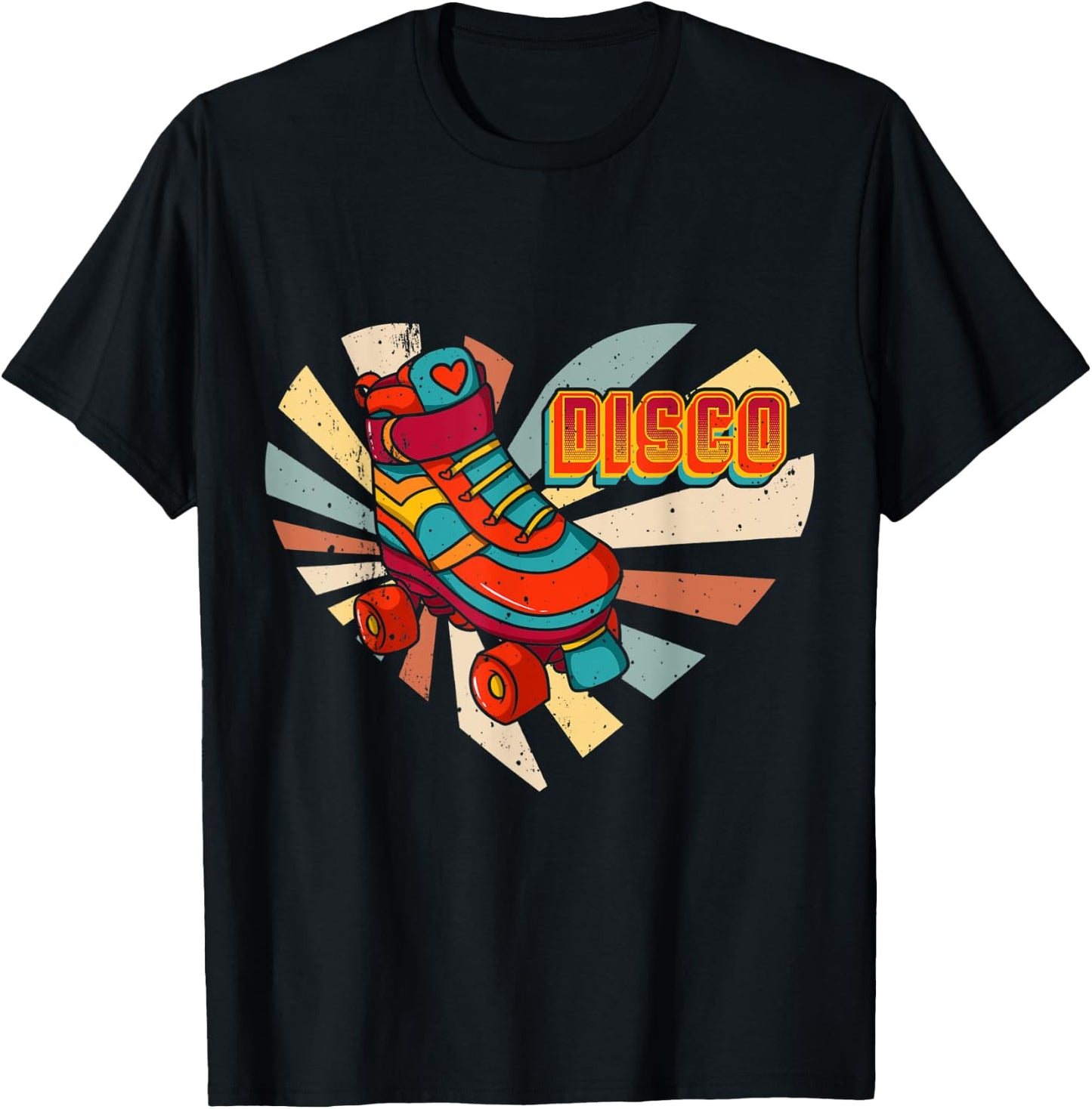 Disco Roller Love Vintage Skates Derby Skating Heart Gift T-Shirt - T-Shirt | Black