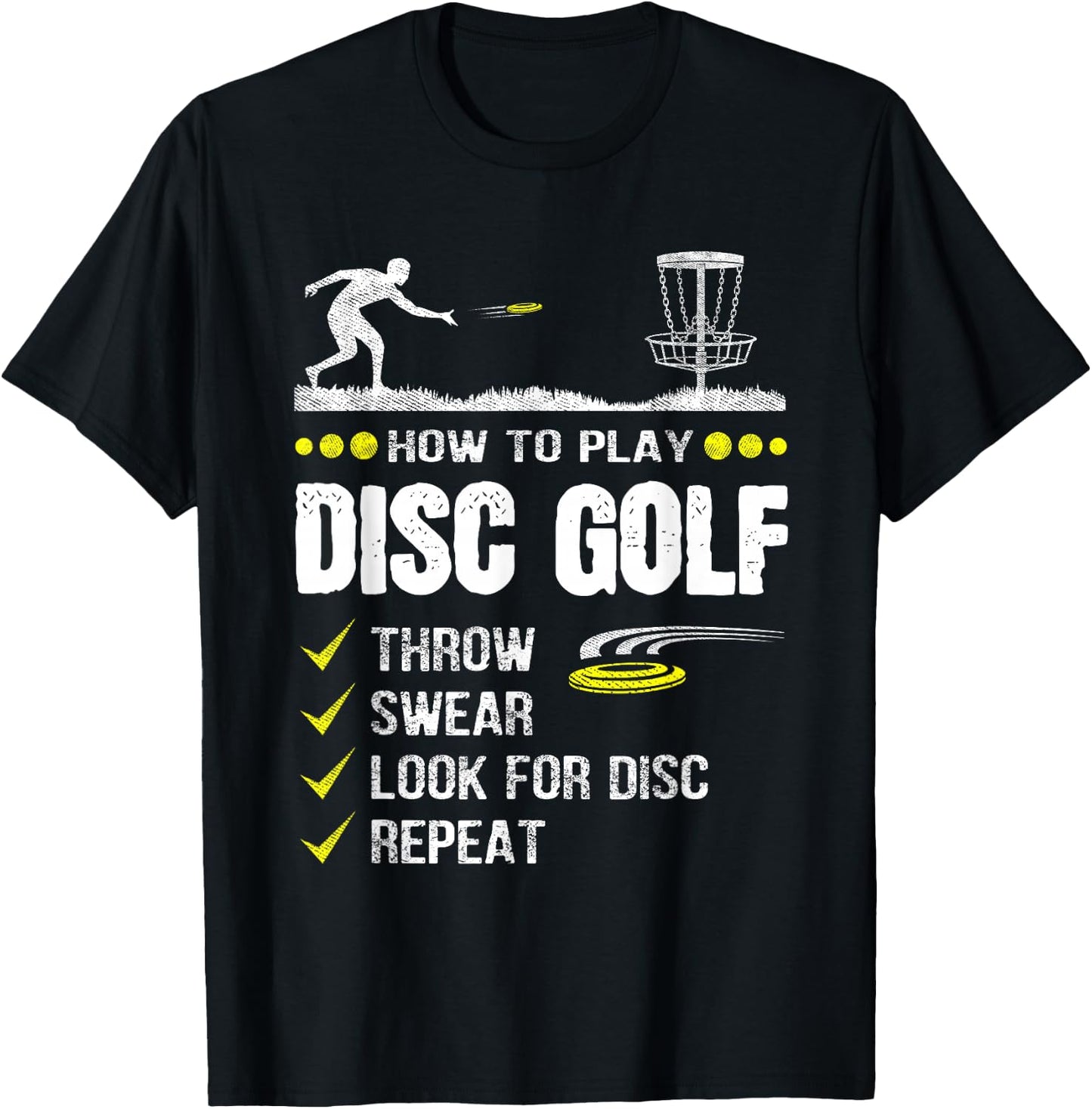 How to Play Disc Golf Frisbee Disc Golfer Humor Disc Golfing T-Shirt - T-Shirt | Black