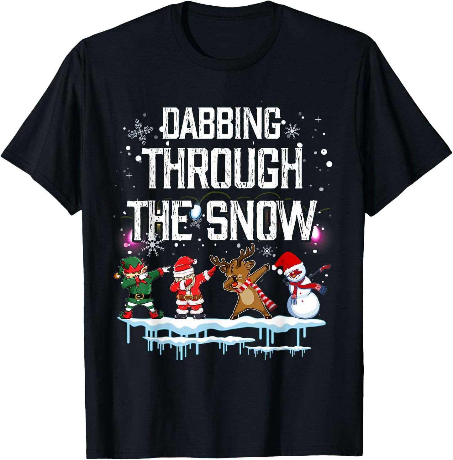 Santa Dabbing Through the Snow T-Shirt - T-Shirt | Black
