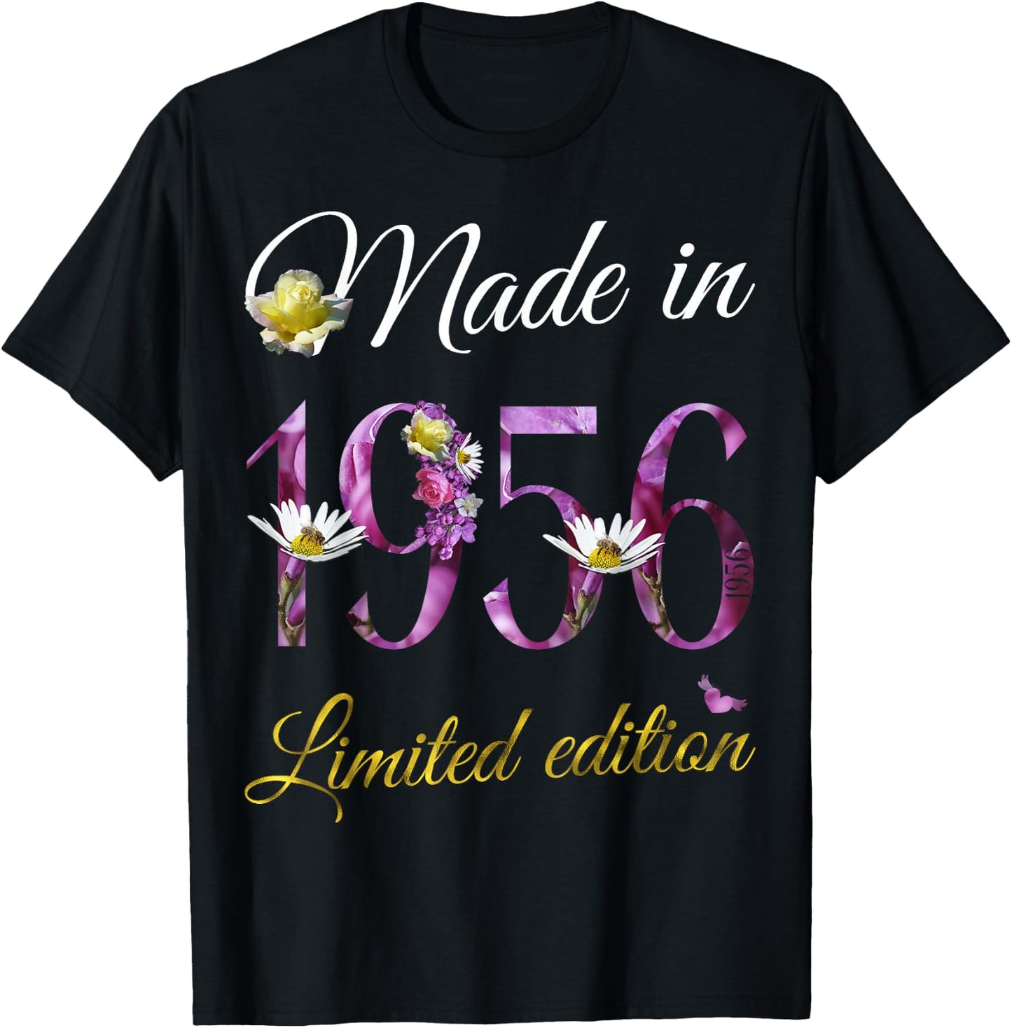 Made in 1956 69 Year Old Floral 1956 69th Birthday Gift T-Shirt - T-Shirt | Black