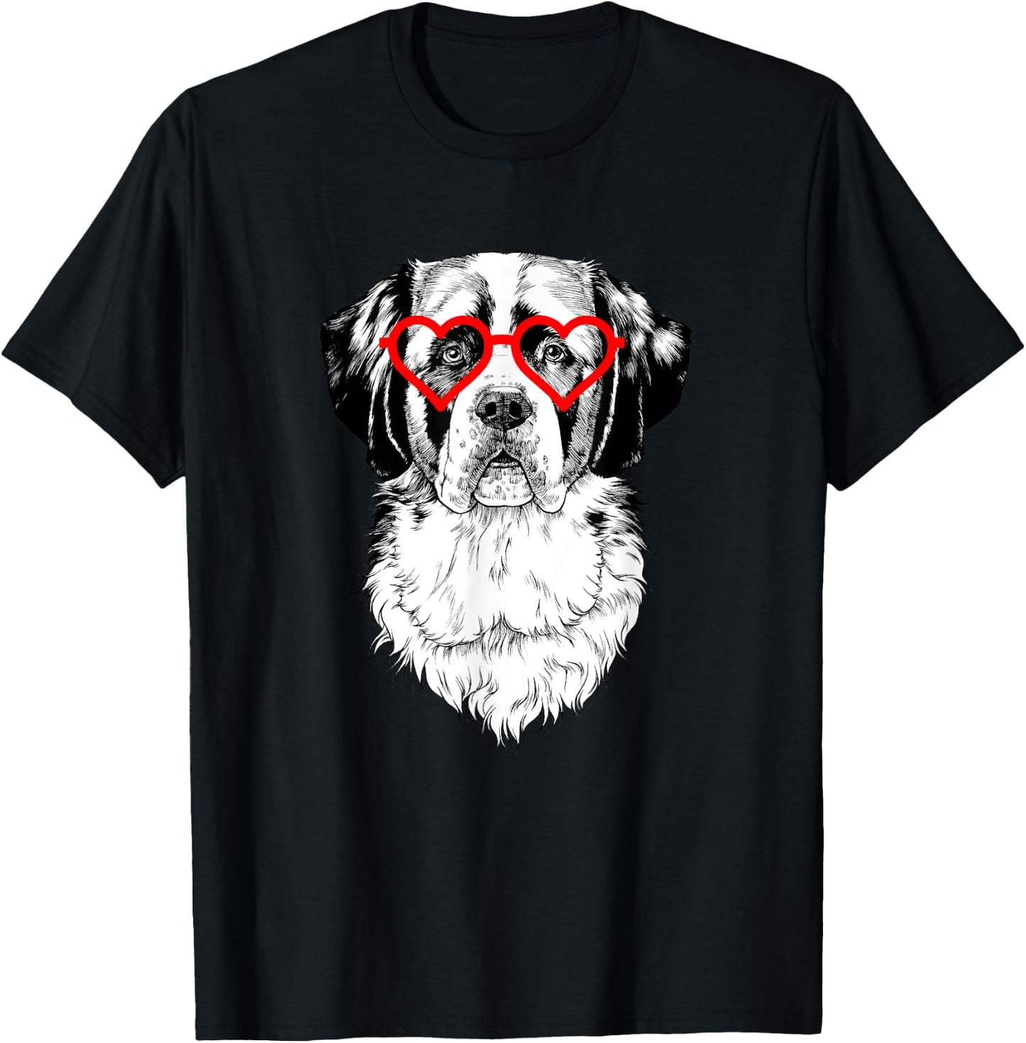 Saint Bernard Valentines Day Dog mom Dog Lover T-Shirt - T-Shirt | Black