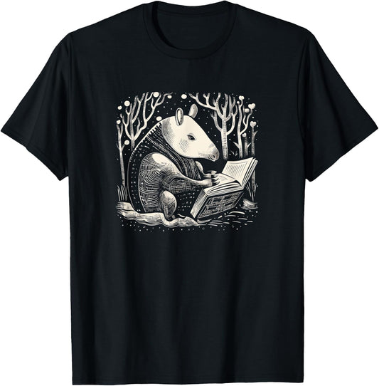 Kids Funny Retro Vintage Woodcut Art Tapir Lover T-Shirt - T-Shirt | Black