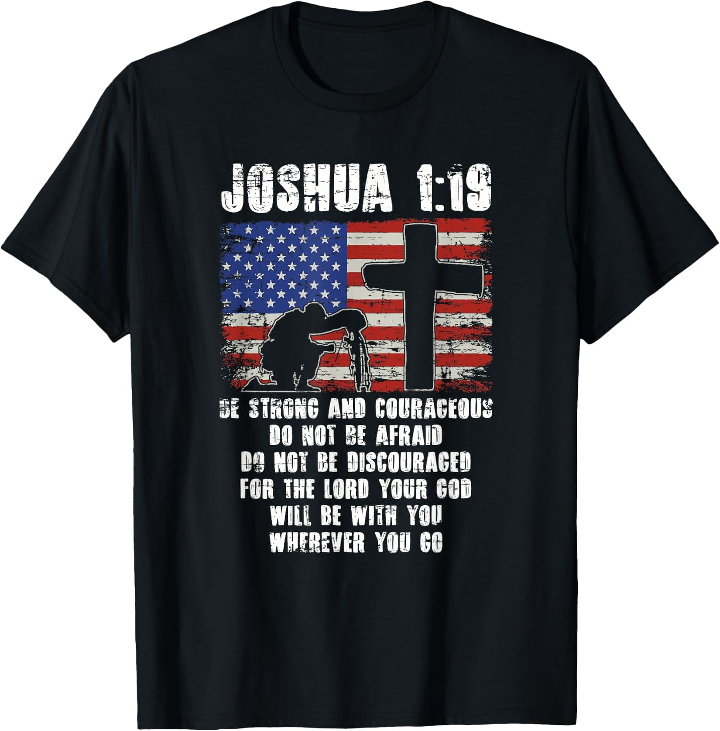 Holy Bible Verse Patriotic Christian Gift USA Flag Prayer T-Shirt - T-Shirt | Black