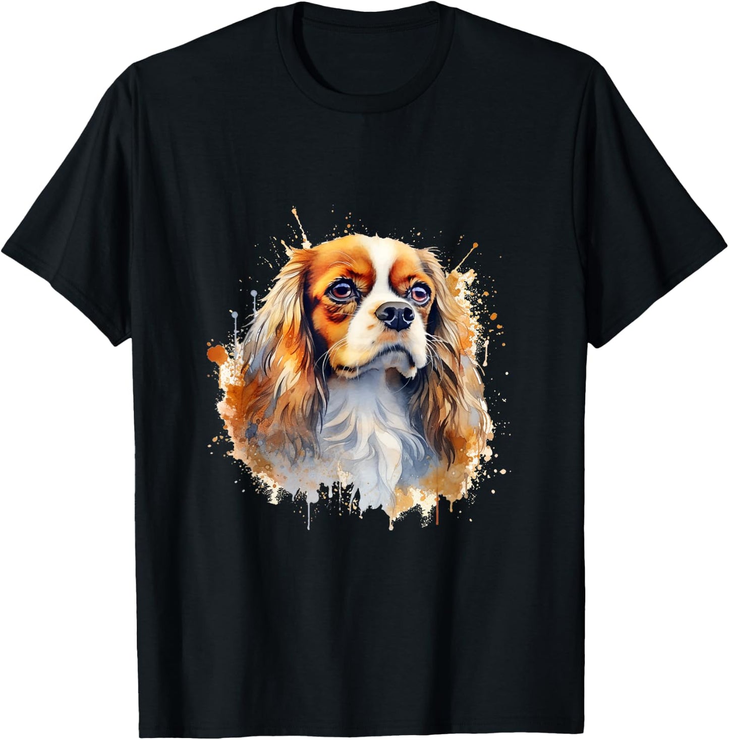 Cavalier King Charles Spaniel Watercolor Dog T-Shirt - T-Shirt | Black