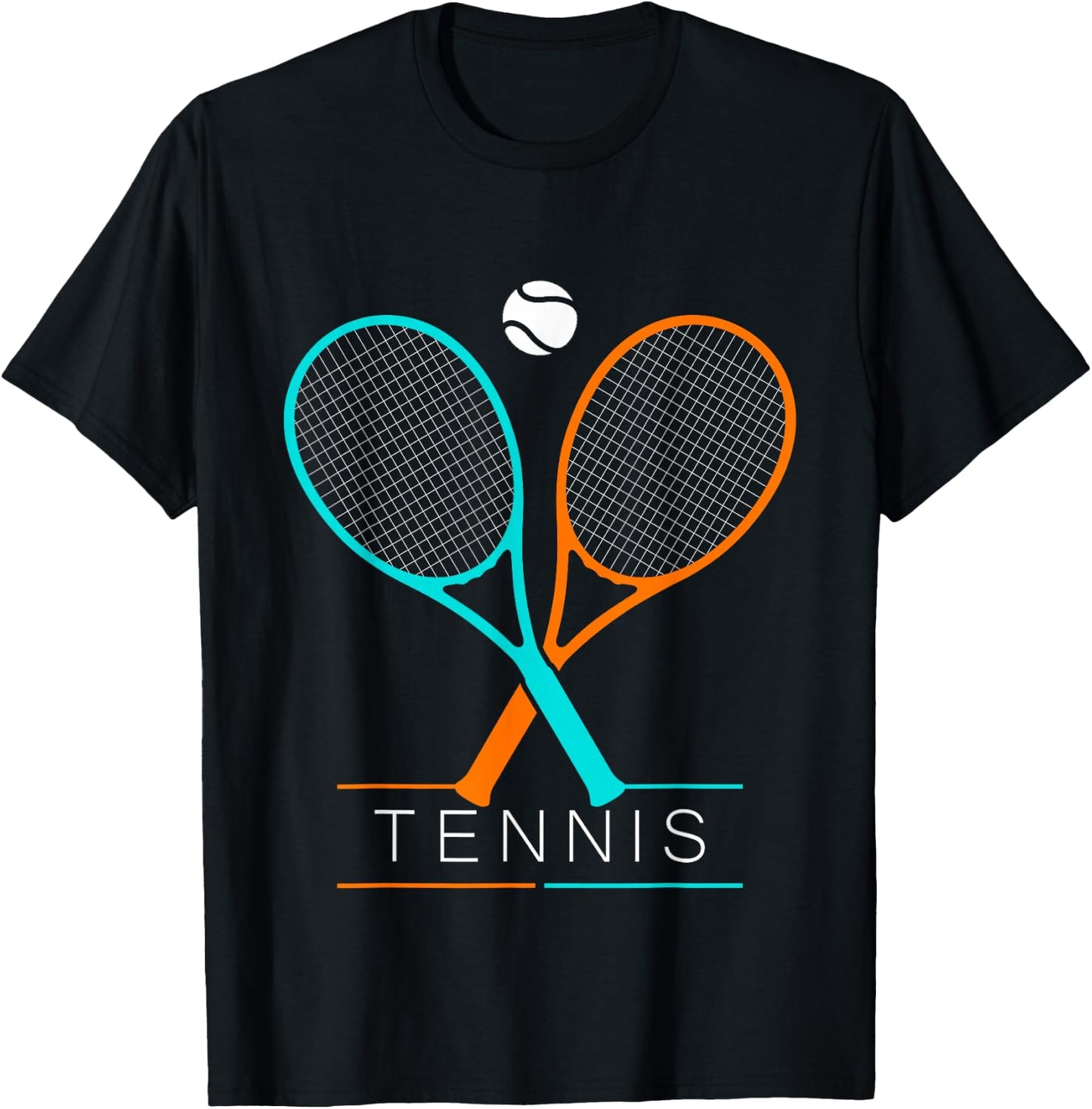 Tennis Women Men Children Tennis Racket & Ball T-Shirt - T-Shirt | Black