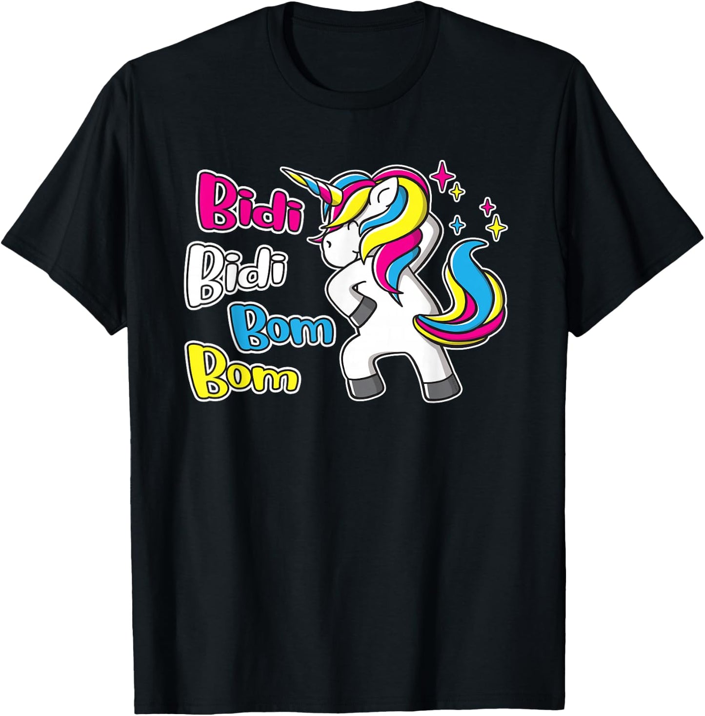 Bidi Bidi Bom Bom Dancing Rainbow Unicorn Latina Cumbia T-Shirt - T-Shirt | Black