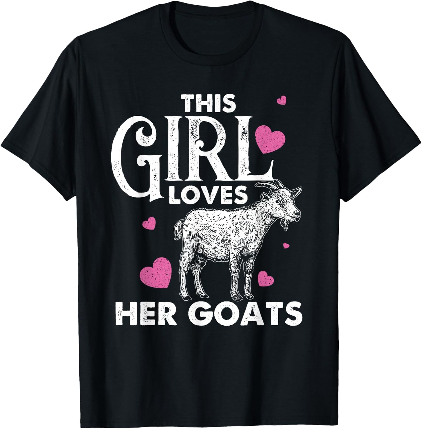 Cool Country Livestock Farm Kids Crazy Goat Lady Funny Goat Gift Girls Animal Farming Farmer Lovers T-Shirt - T-Shirt | Black