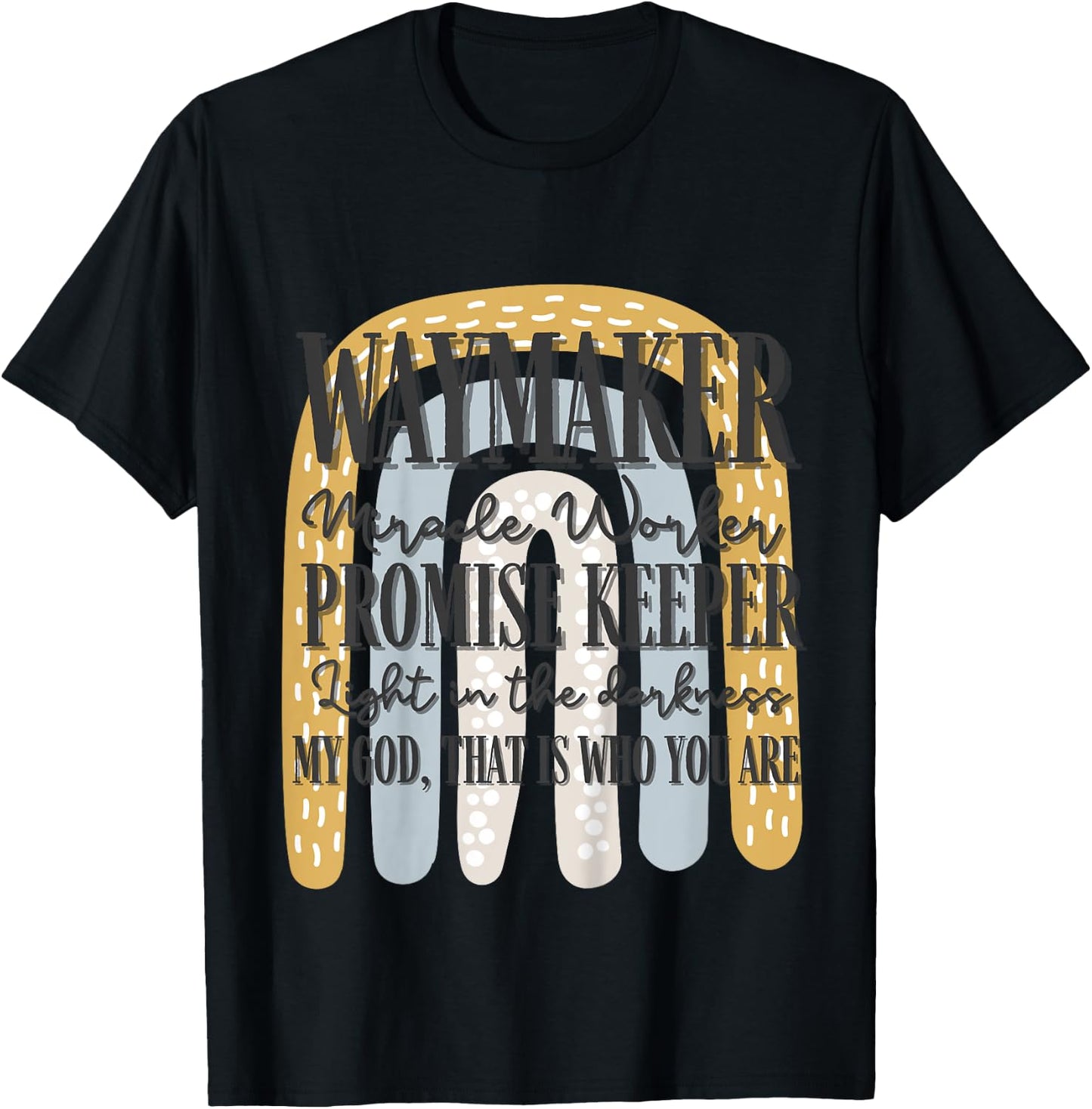 Kids Waymaker Miracle Worker Rainbow Christian T-Shirt - T-Shirt | Black