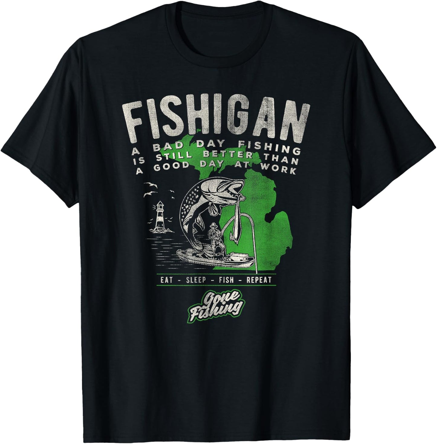 Fishigan Michigan Fishing Gift Apparel women novelty T-Shirt - T-Shirt | Black