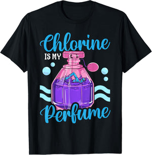 Funny Swimming Swimmer Swim Team Chlorine Is My Perfume Girl T-Shirt - T-Shirt | Black