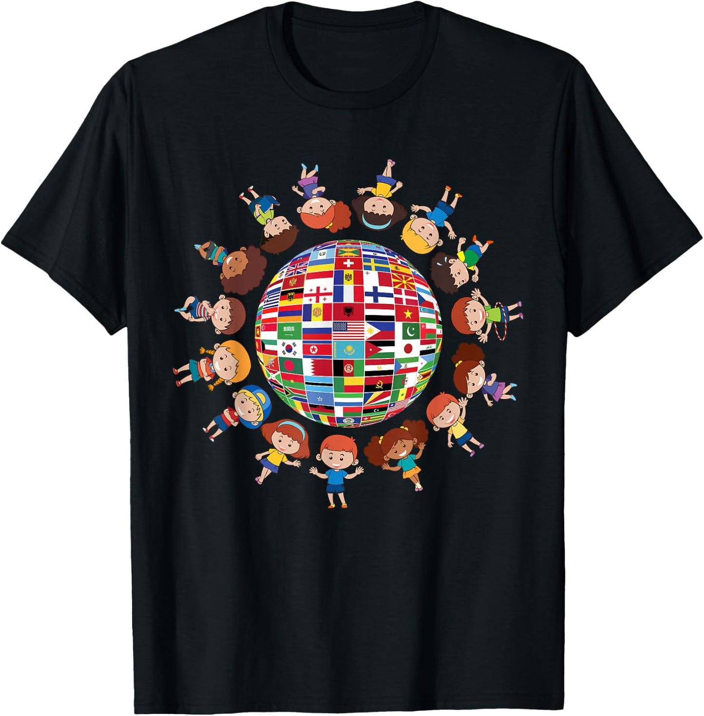 Flags Of The World Cultural Diversity Kids Around The Globe T-Shirt - T-Shirt | Black