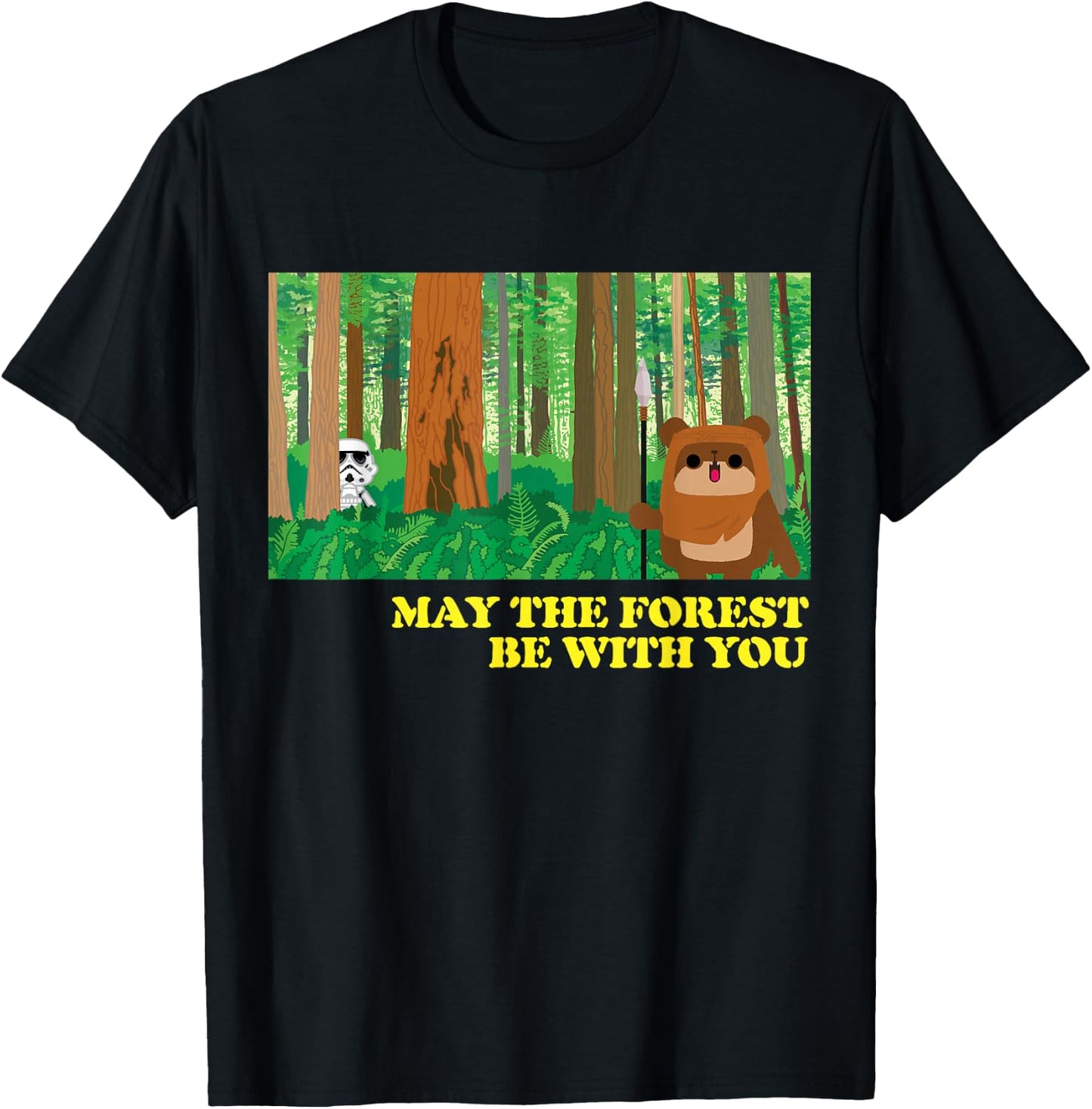 Star Wars Ewok May the Forest Be With You T-Shirt - T-Shirt | Black