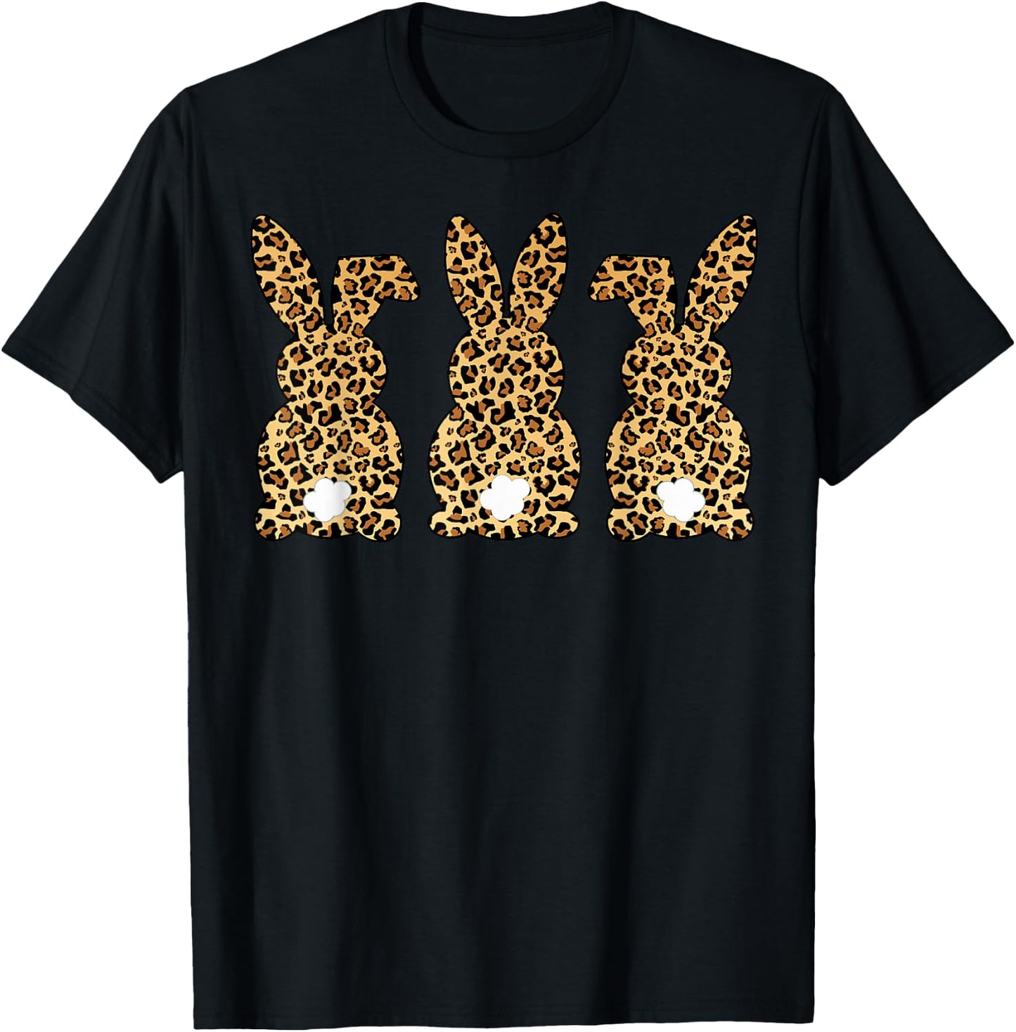 Leopard Print Easter Bunnies Spring Rabbit Animal Print T-Shirt - T-Shirt | Black