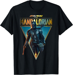 Star Wars The Mandalorian & The Child Golden Logo Portrait T-Shirt - T-Shirt | Black