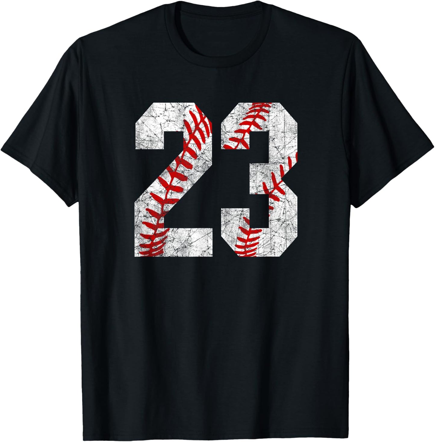 Vintage Worn Baseball Mom #23 Jersey Baseball Number 23 T-Shirt - T-Shirt | Black