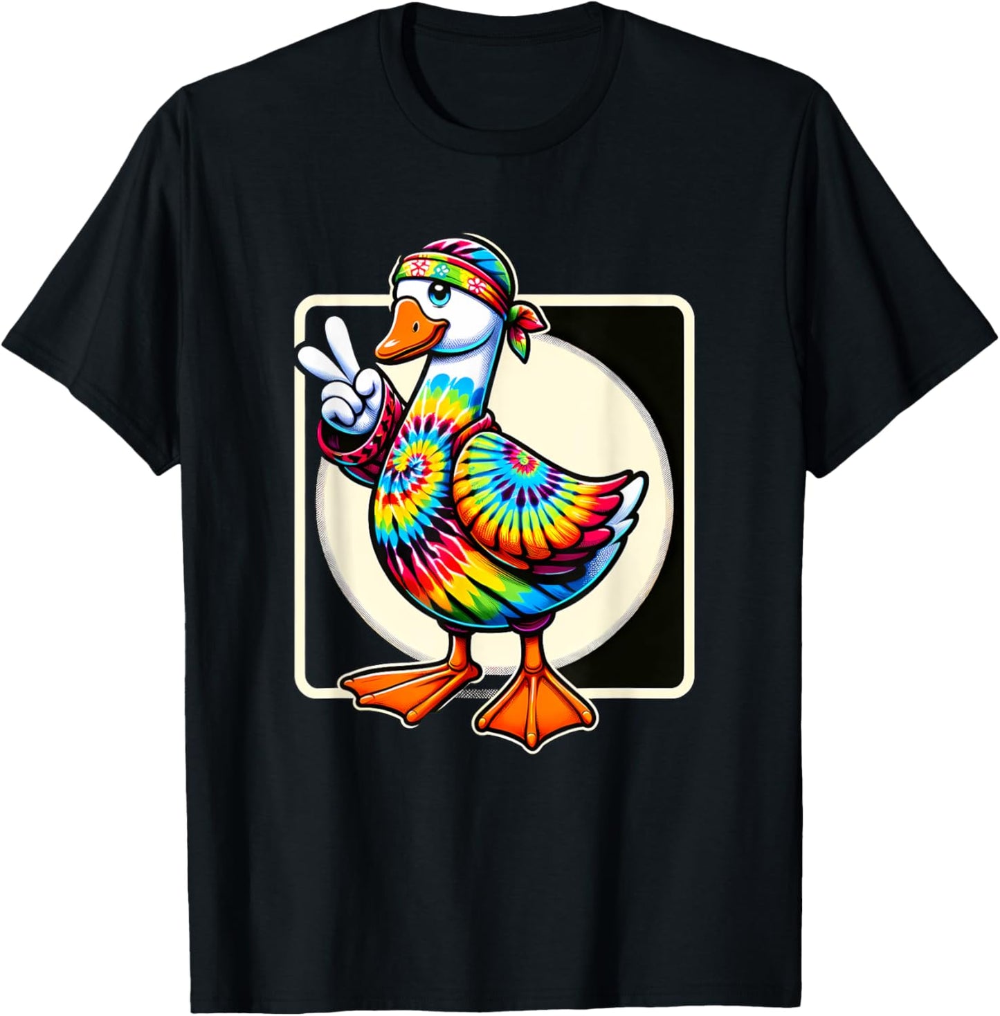 Peace Sign Tie Dye Goose T-Shirt - T-Shirt | Black