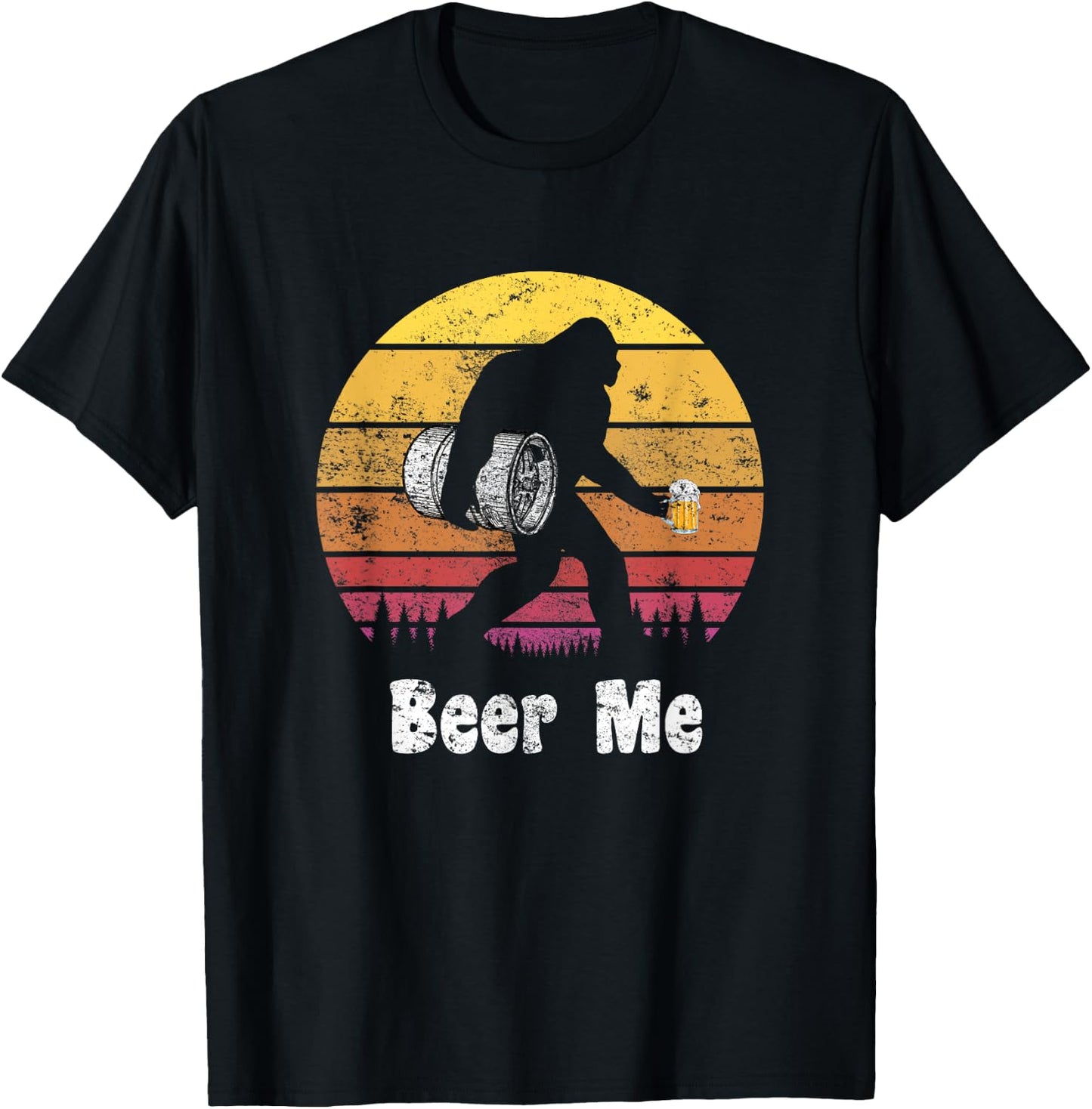 Bigfoot Loves Beer - Beer Me - Funny Bigfoot Beer Sasquatch T-Shirt - T-Shirt | Black