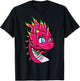 Cute Cartoon Pitaya Dragon Fruit with Dragon Head T-Shirt - T-Shirt | Black