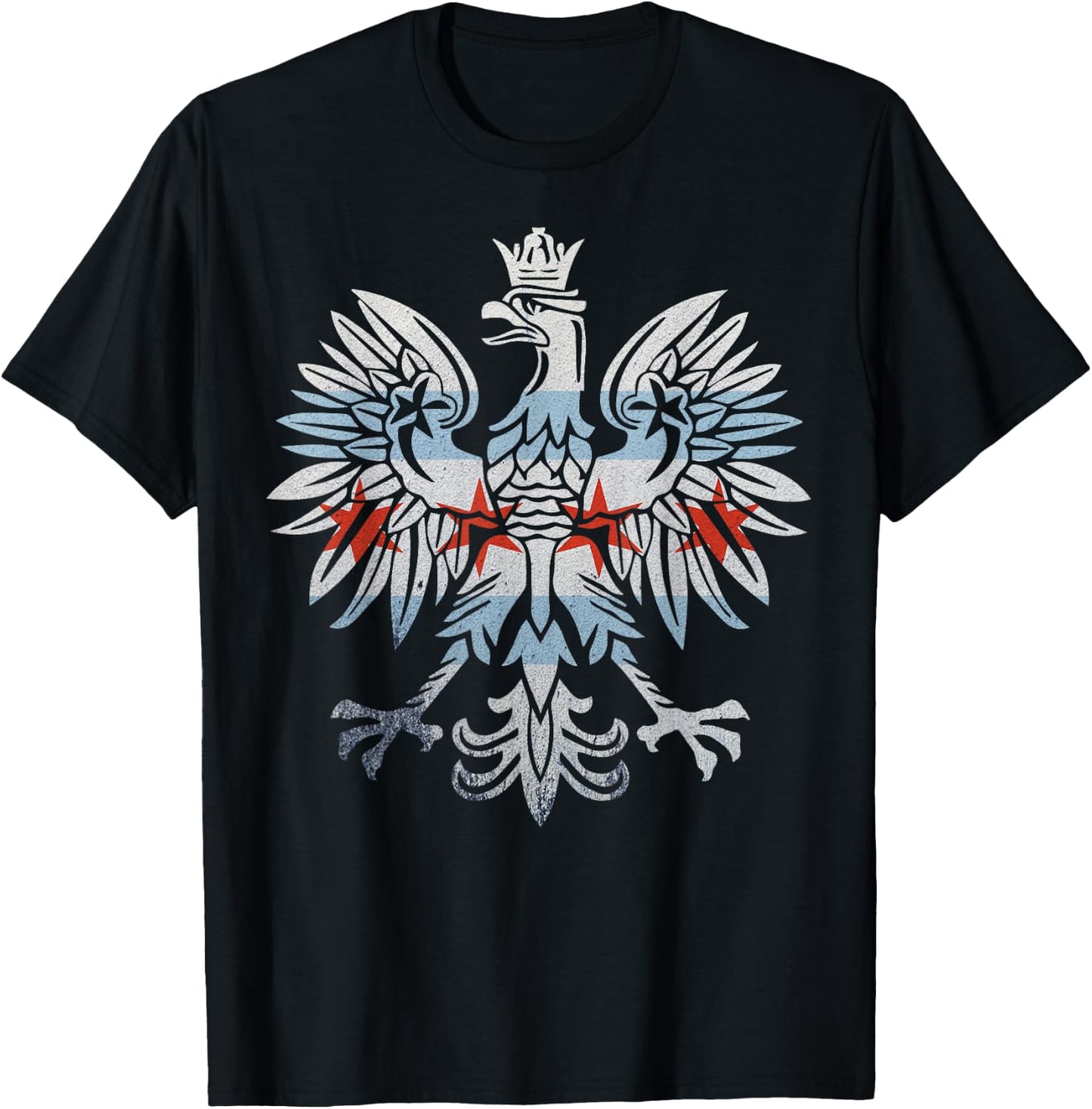 Cool Chicago Flag Polish Eagle | Funny Illinois Emblem Gift T-Shirt - T-Shirt | Black