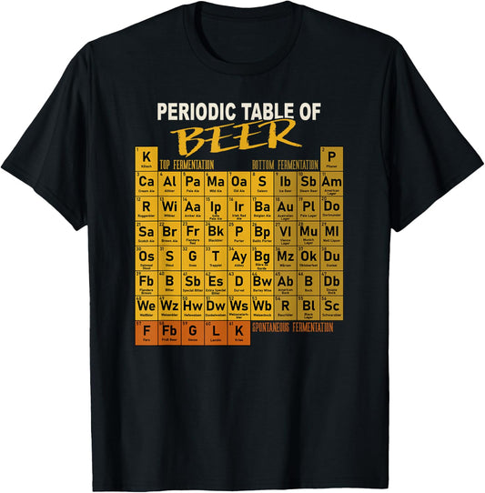 Periodic Table of Beer - Craft Beer Style Brewery T-Shirt - T-Shirt | Black