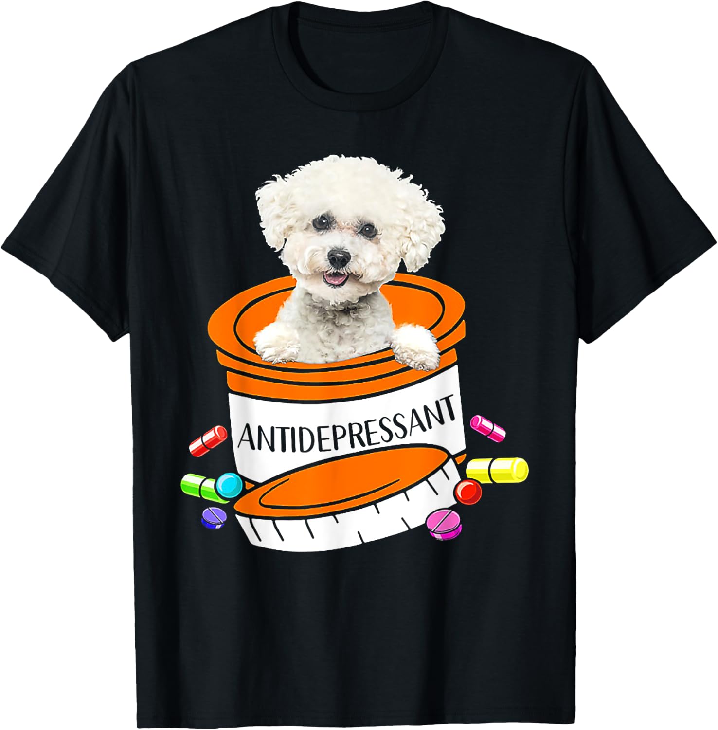 Bichon Frise antidepressant T-Shirt - T-Shirt | Black