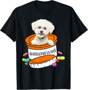Bichon Frise antidepressant T-Shirt - T-Shirt | Black