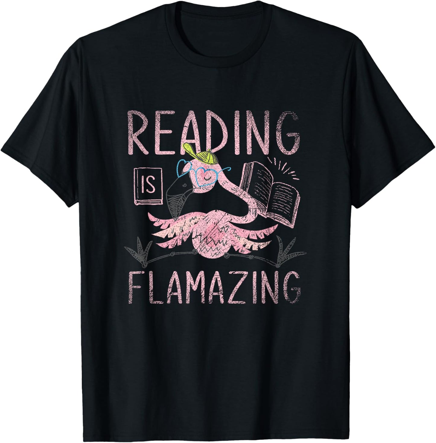 Reading Is Flamazing Flamingo T-Shirt - T-Shirt | Black