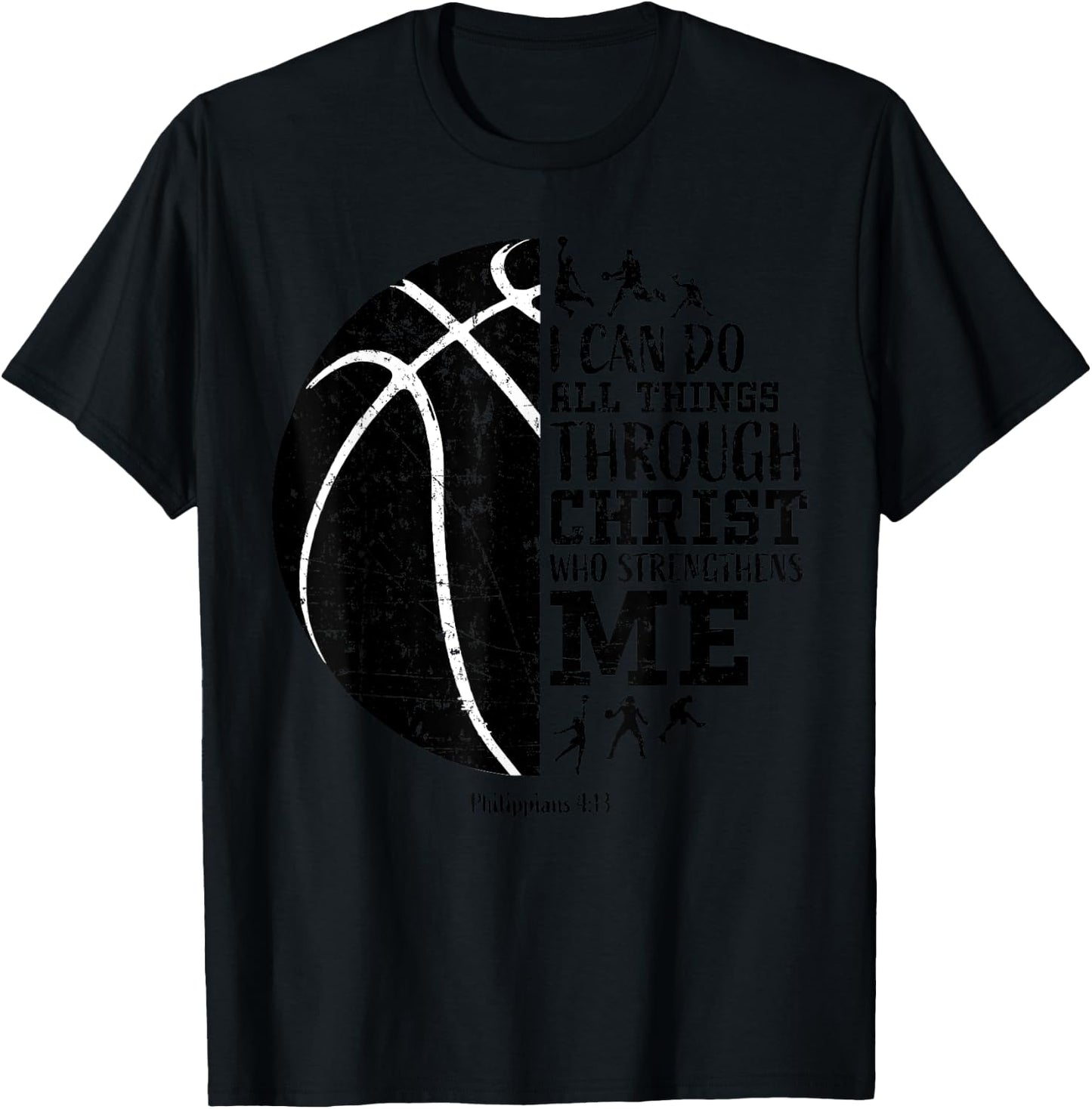 Christian Basketball Shirts Kids Boys Girls Philippians 4 13 T-Shirt - T-Shirt | Black