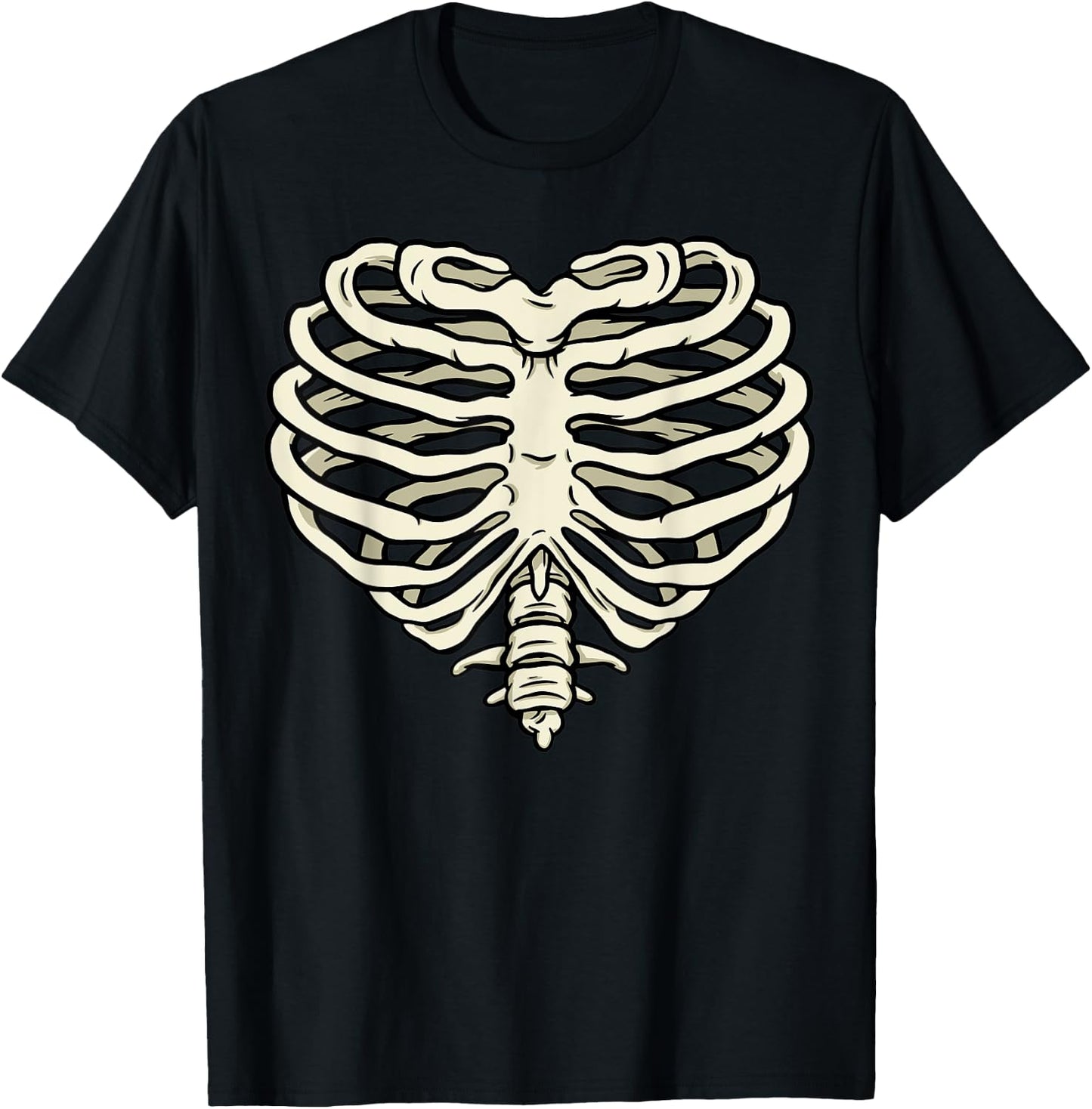Halloween Costume Heart Shape of a Skeleton Rib Cage T-Shirt - T-Shirt | Black