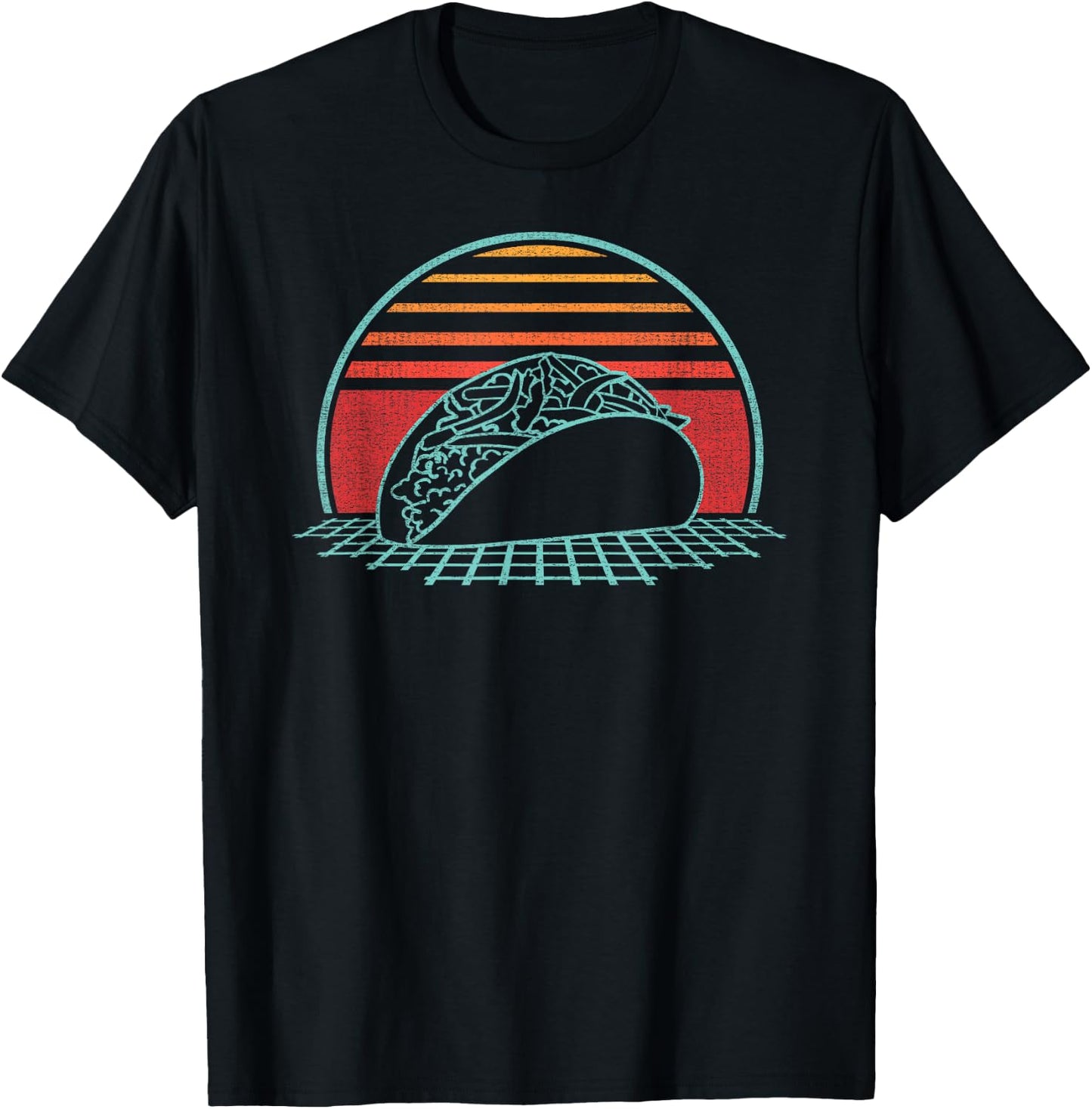 Taco Retro Mexican Food Tuesday Vintage 80s Style Gift T-Shirt - T-Shirt | Black