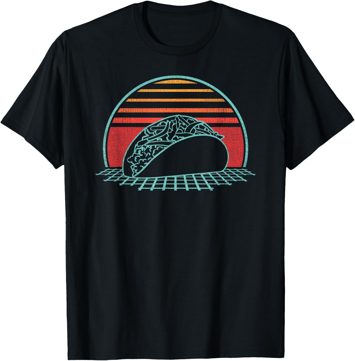 Taco Retro Mexican Food Tuesday Vintage 80s Style Gift T-Shirt - T-Shirt | Black
