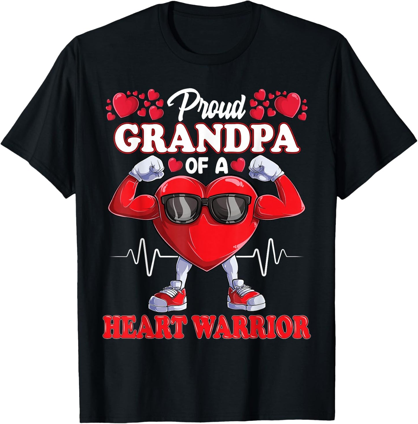 Proud Grandpa of a Heart Warrior CHD Awareness T-Shirt - T-Shirt | Black