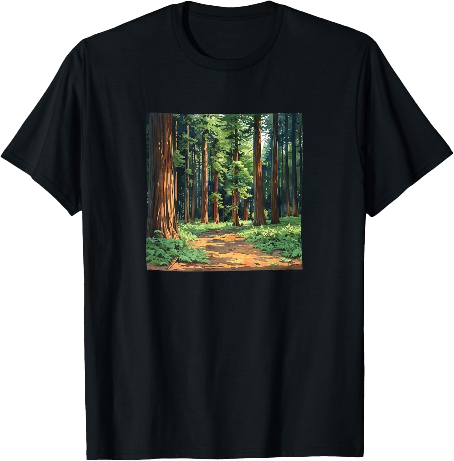 Redwood Trees Forest Graphic T-Shirt - T-Shirt | Black