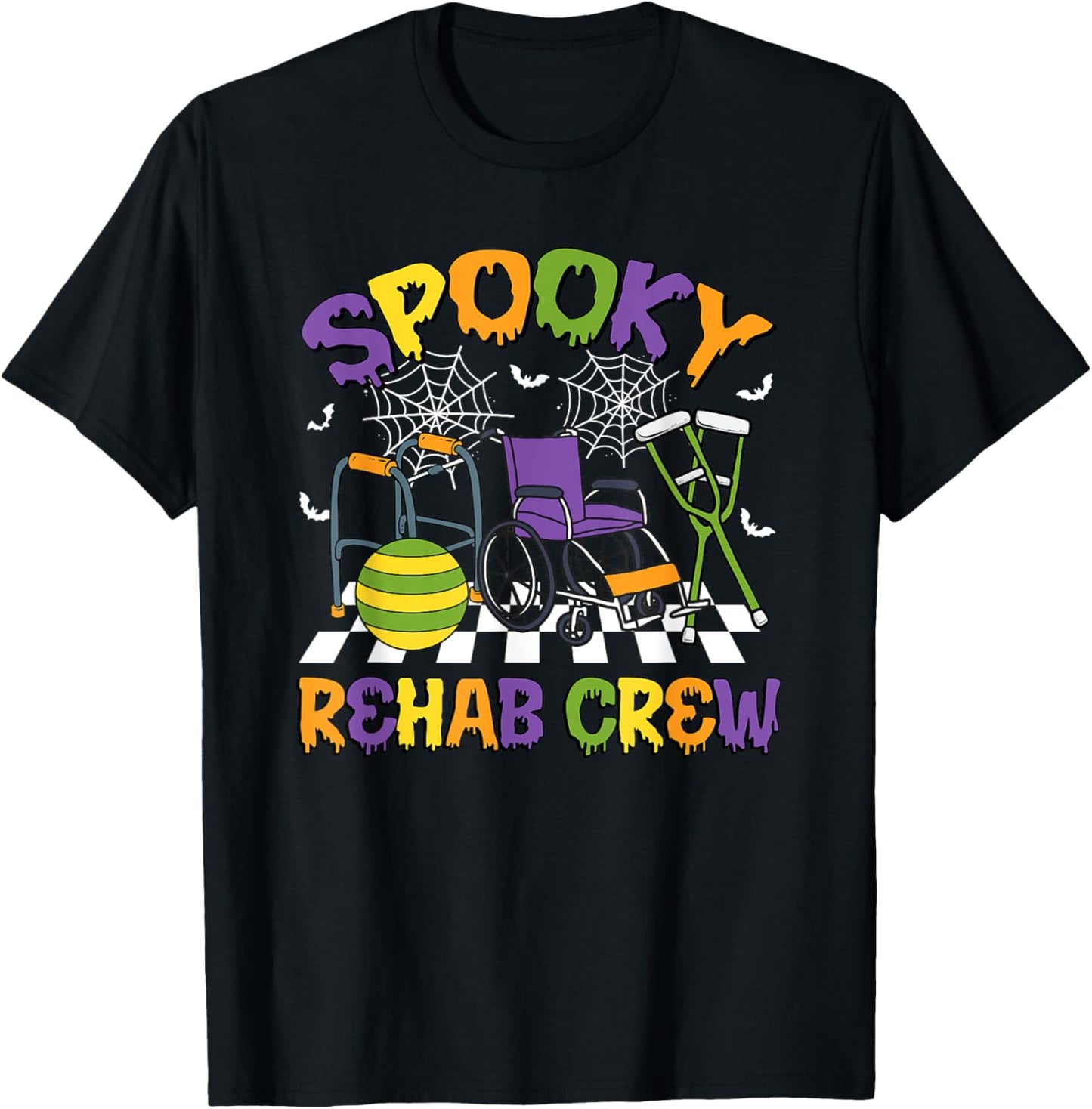 Retro Spooky Rehab Crew Rehab Nurse Halloween Costumes T-Shirt - T-Shirt | Black