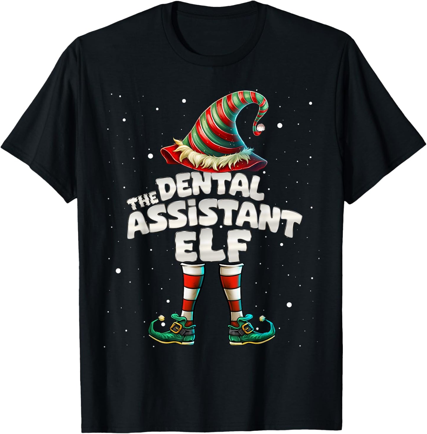 The Dental Assistant Elf Family Matching Group Christmas T-Shirt - T-Shirt | Black