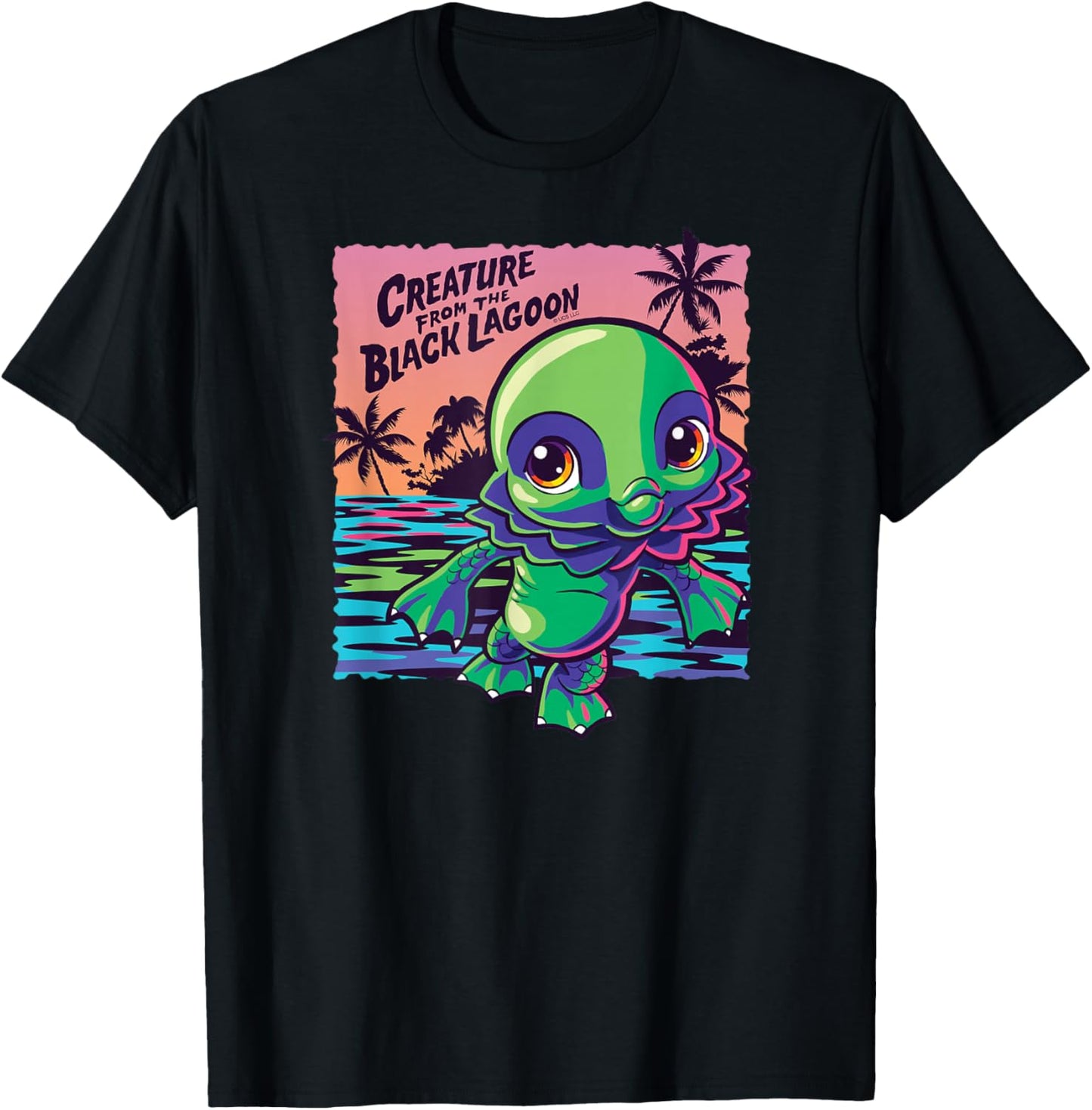 Universal Monsters Creature from the Black Lagoon Kawaii T-Shirt - T-Shirt | Black