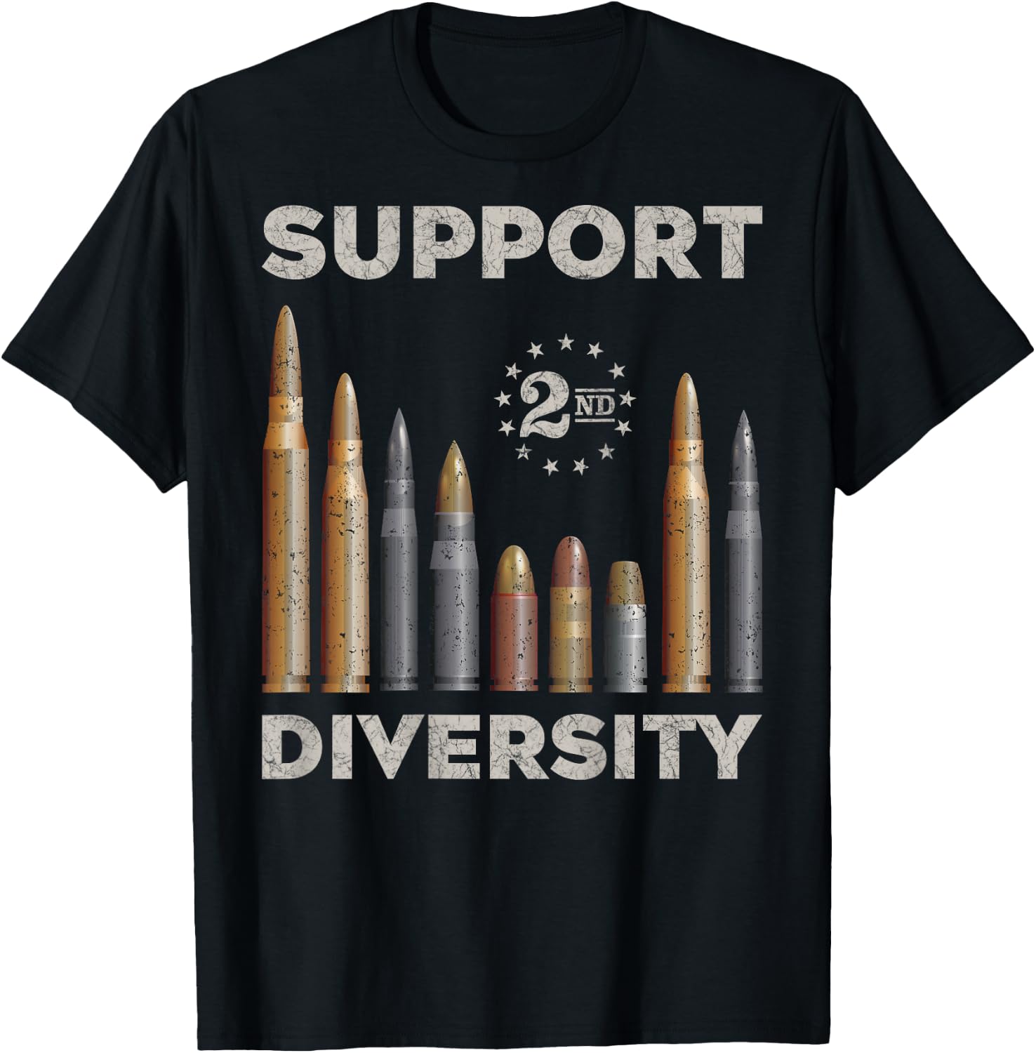 Support Diversity Bullet/Second Amendment Gun Rights Back T-Shirt - T-Shirt | Black