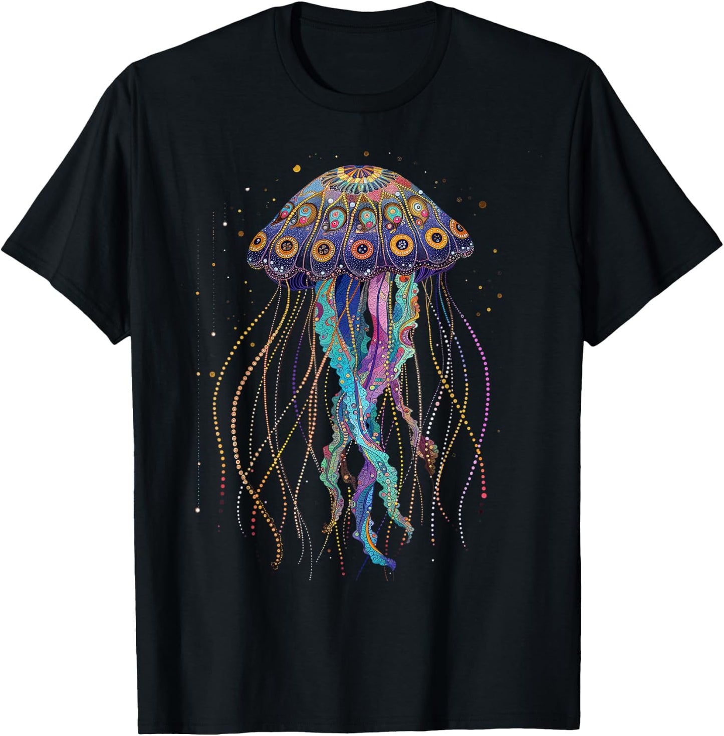 Jellyfish Colorful Flower Patterns Scuba Diving Diver Ocean T-Shirt - T-Shirt | Black