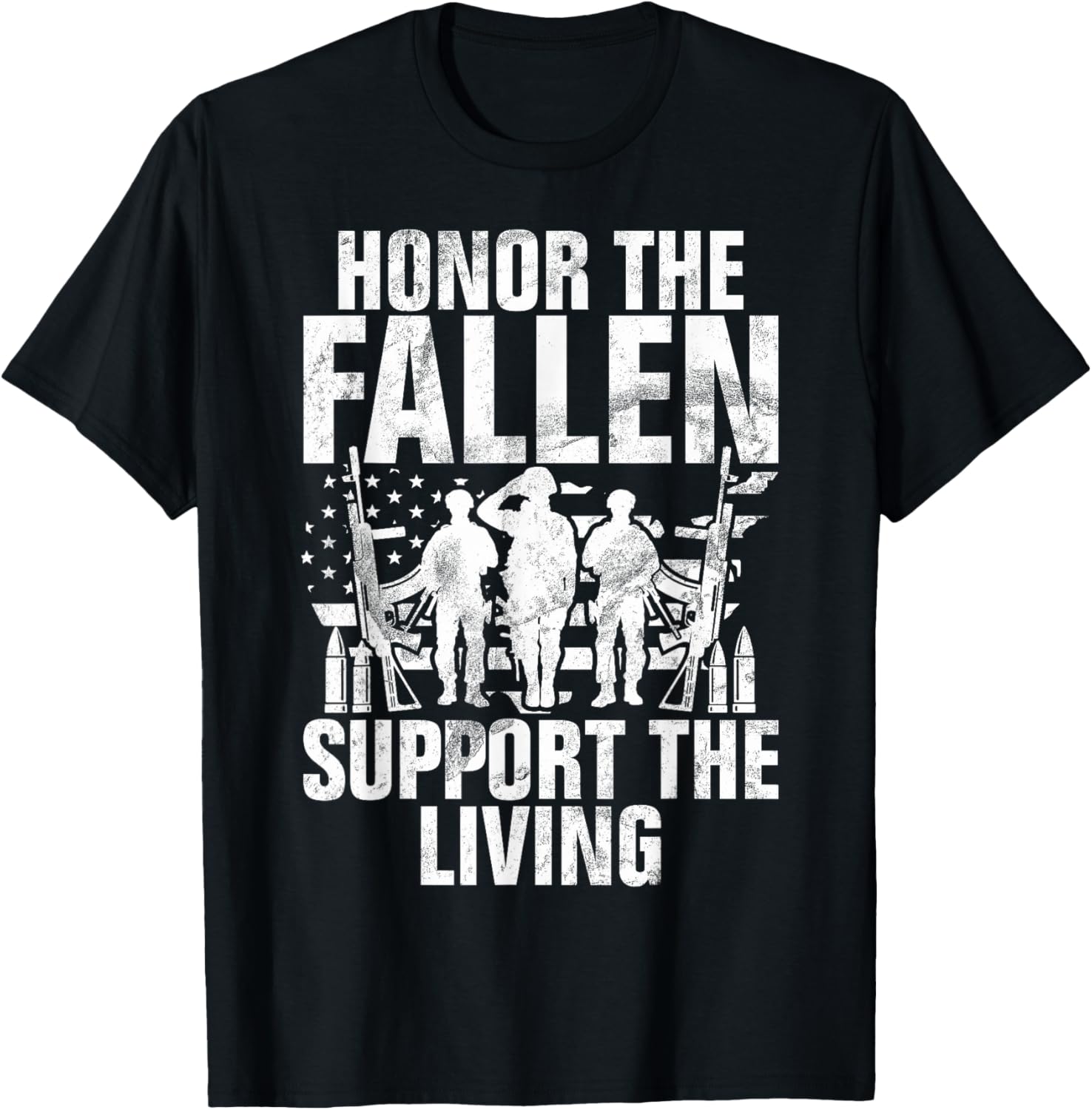 Honor the Fallen Support the Living Veteran T-Shirt - T-Shirt | Black
