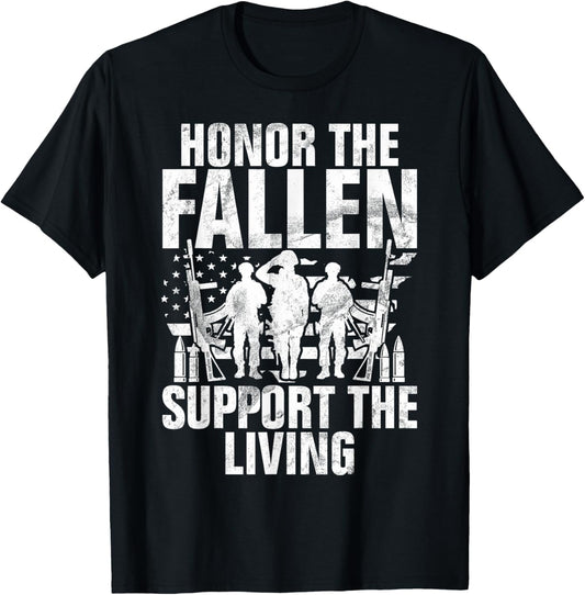 Honor the Fallen Support the Living Veteran T-Shirt - T-Shirt | Black